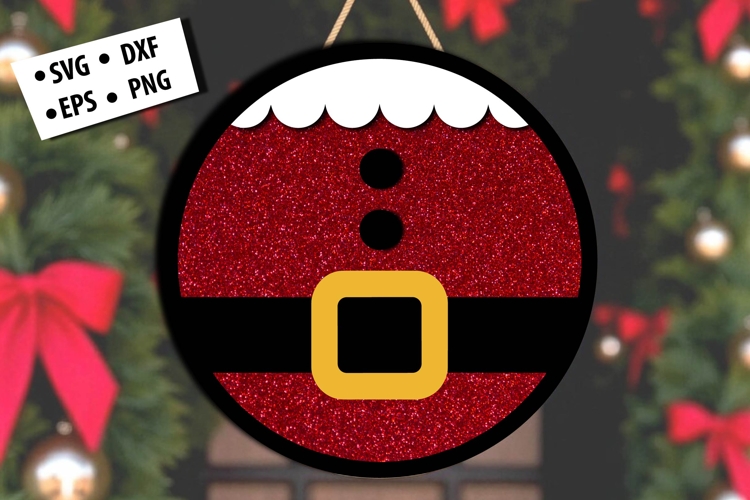 Santa Suit Christmas Round Door Hanger SVG Laser Cut File