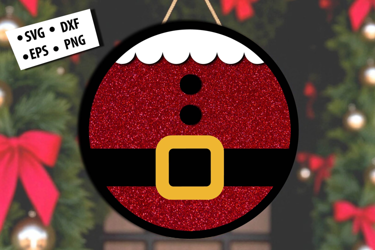 Santa Suit Christmas Round Door Hanger SVG Laser Cut File