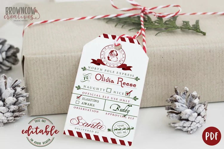 EDITABLE Official Santa Claus Christmas Gift Tags PDF