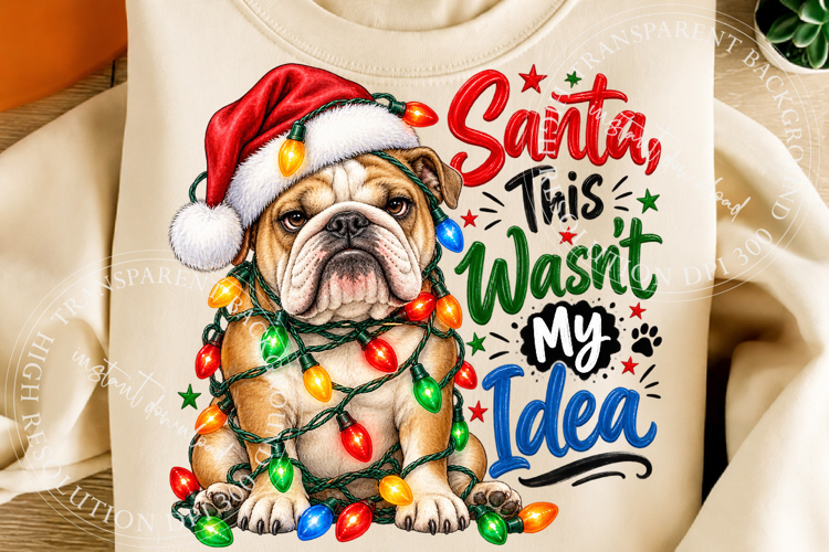 Santa This Was My Idea Christmas Bulldog Png