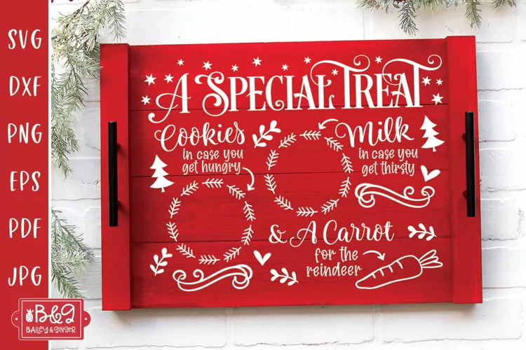 Christmas Santa Tray SVG - A Special Treat Milk and Cookies