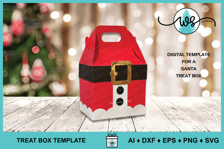 Santa Christmas Treat Gift Box, 3D Paper Gable Box