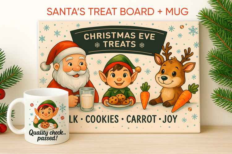 Santa Milk and Cookies Board, Santa treat board