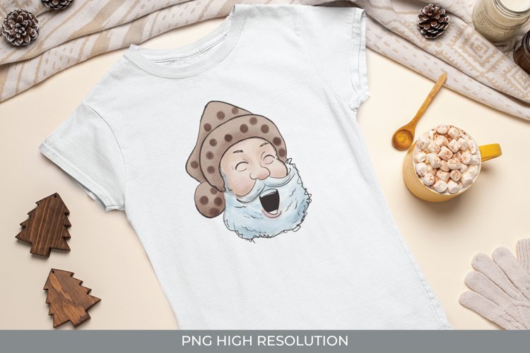 Laughing Santa Wearing Hat Watercolor Sublimation