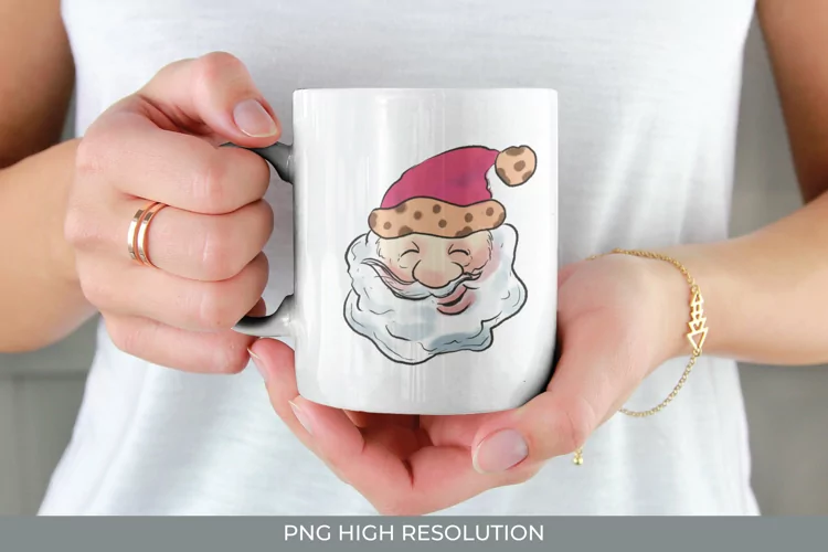 Smiling Santa Wearing Hat Watercolor Sublimation