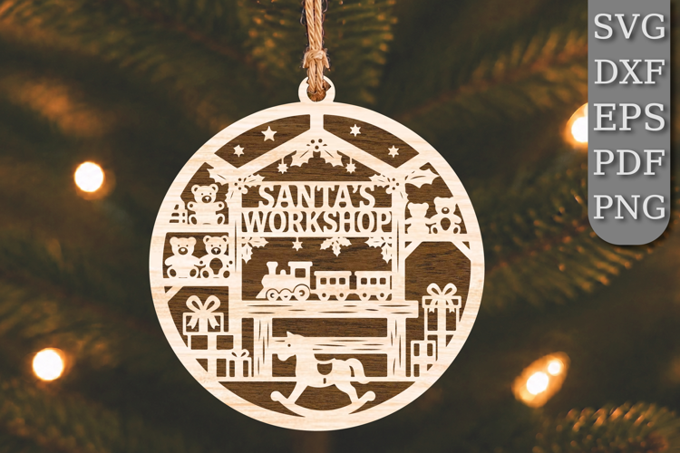 Santa Workshop Christmas Laser Cut SVG
