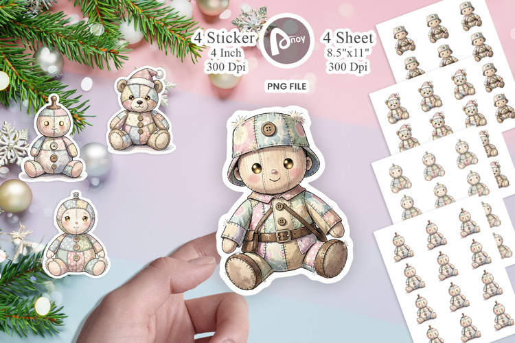 Santa Workshop Patchwork Sticker