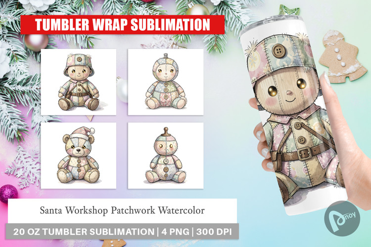 Santa Workshop Patchwork Tumbler