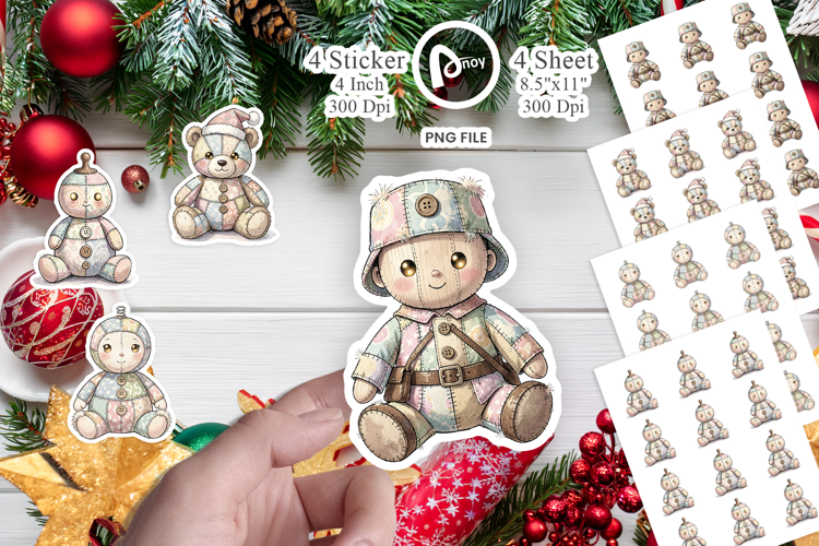 Santa Workshop Patchwork Sticker