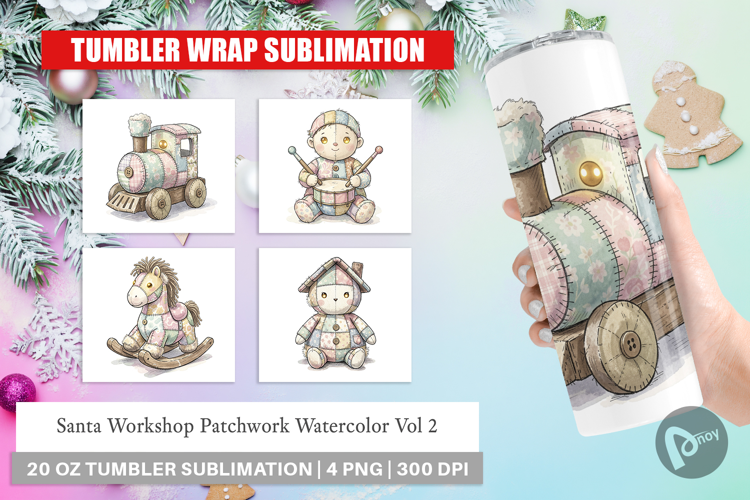 Santa Workshop Patchwork Tumbler
