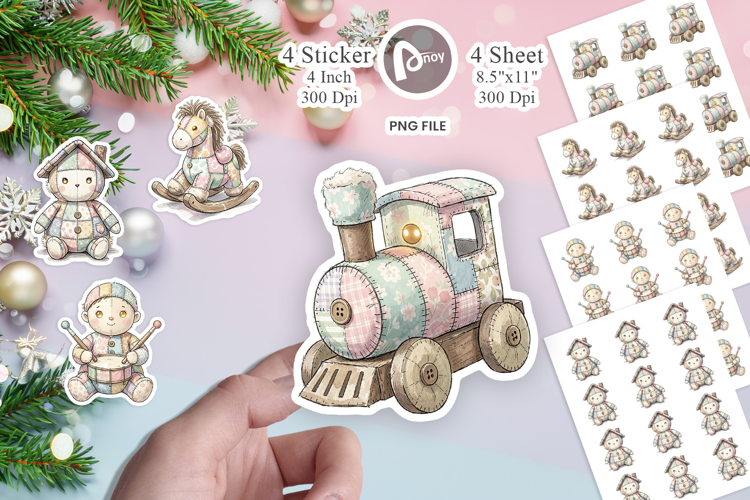 Santa Workshop Patchwork Sticker