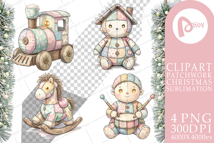 Santa Workshop Patchwork Sublimation