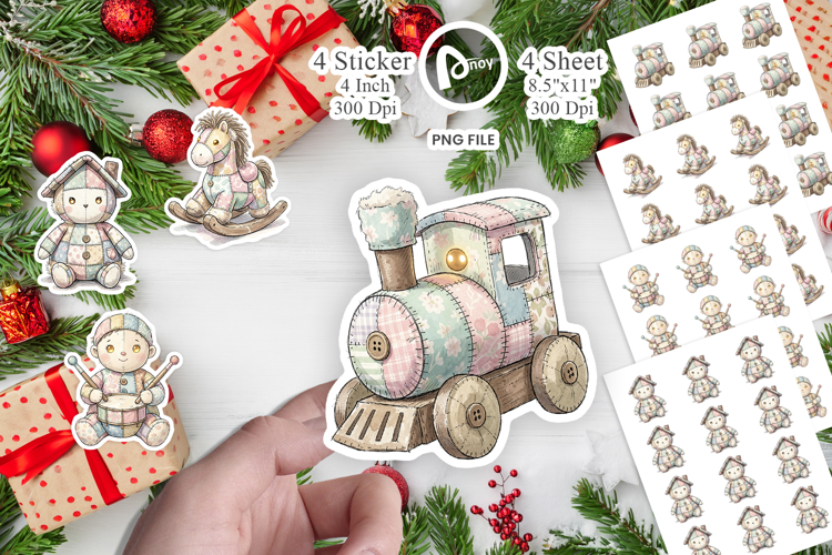 Santa Workshop Patchwork Sticker