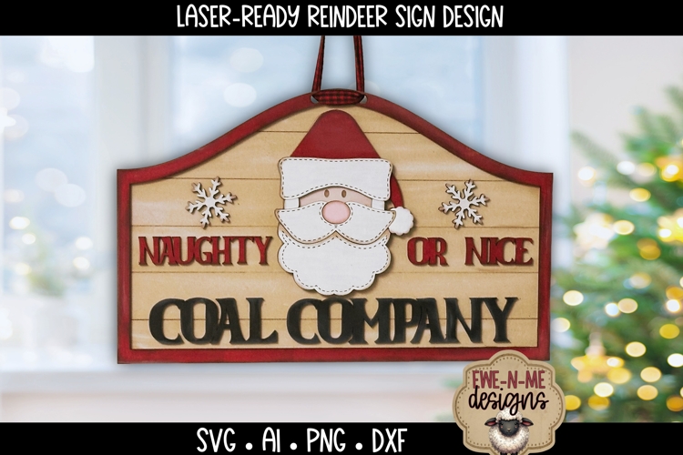 Naughty Nice Coal Co Sign Laser Ready SVG | Santa Laser SVG