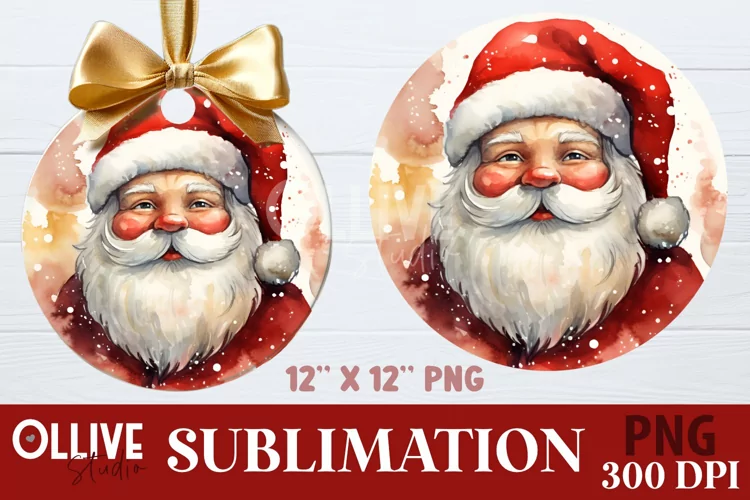 Santa Christmas Sublimation Round PNG