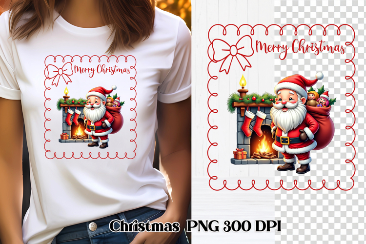 Funny Christmas Santa Claus frame clipart | Christmas PNG