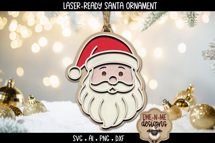 Santa Claus Ornament Laser Ready SVG |Holiday Laser SVG