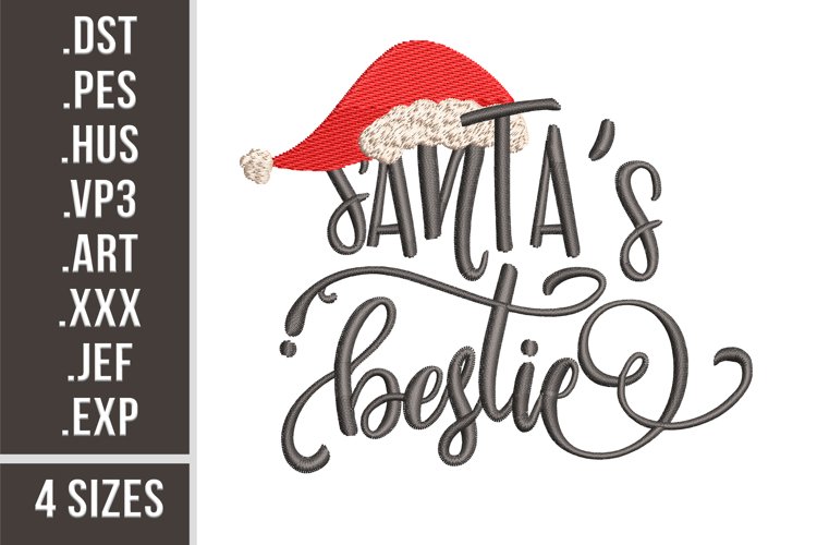 Santa's Bestie | Embroidery Design example image 1
