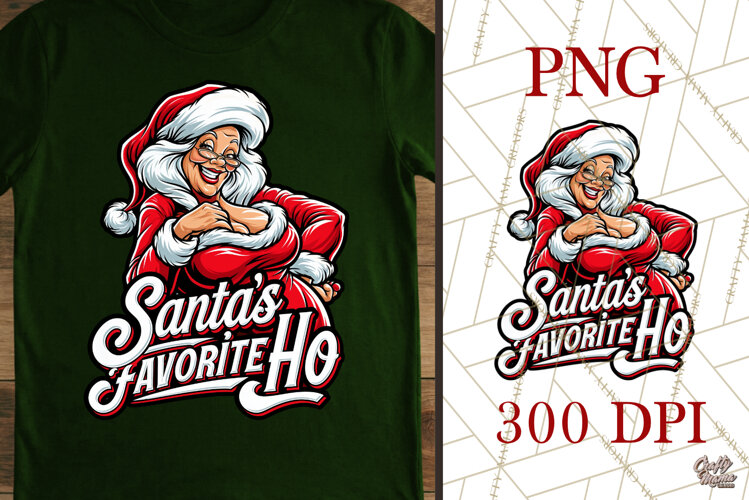 Santa's Favorite Ho Funny Mrs Claus Christmas PNG example image 1