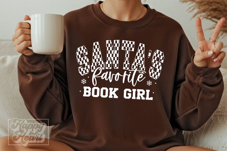 Santas Favorite Book Girl SVG PNG - Christmas Book Lover