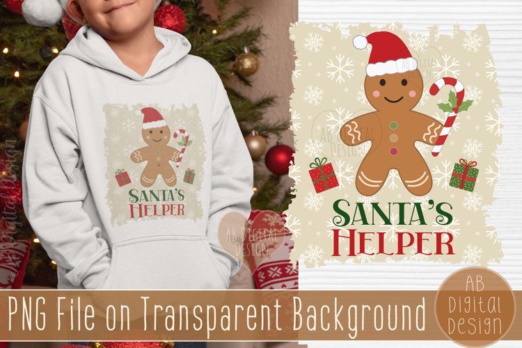 Christmas Sublimation Design | Santa's Helper | Gingerbread example image 1