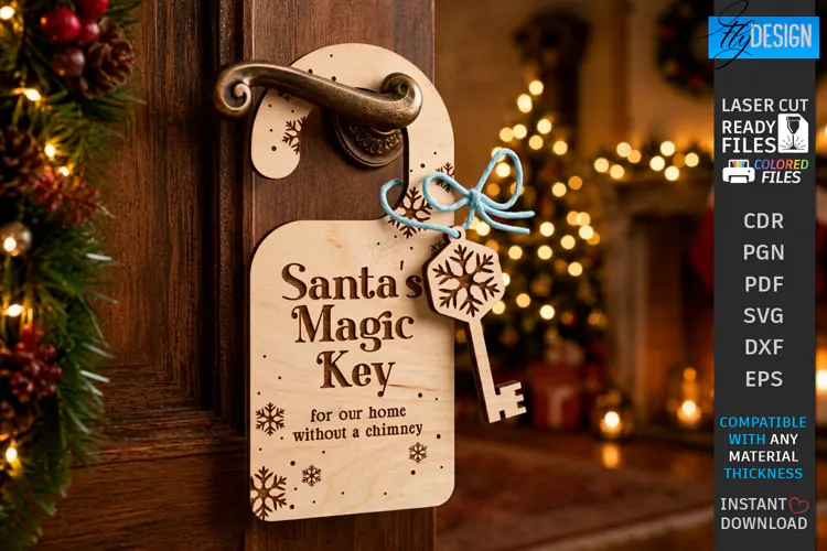 Santas Magic Key Laser Cut | 3D Layered Christmas Magic Key
