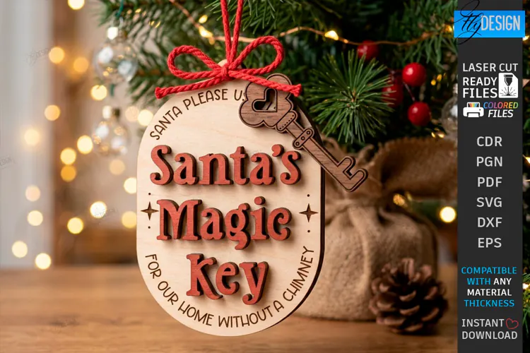 Santas Magic Key Laser Cut | 3D Layered Christmas Magic Key