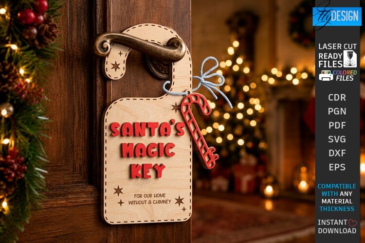 Santas Magic Key Laser Cut | 3D Layered Christmas Magic Key example image 1
