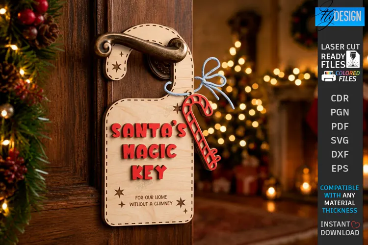 Santas Magic Key Laser Cut | 3D Layered Christmas Magic Key