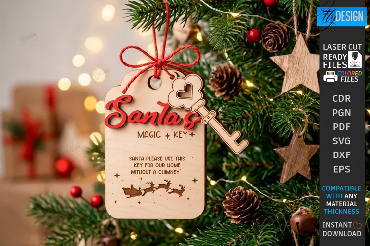 Santas Magic Key Laser Cut | 3D Layered Christmas Magic Key