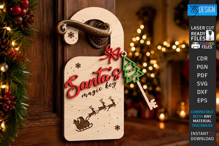 Santas Magic Key Laser Cut | 3D Layered Christmas Magic Key example image 1