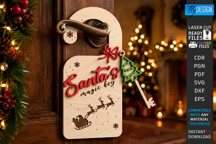 Santas Magic Key Laser Cut | 3D Layered Christmas Magic Key