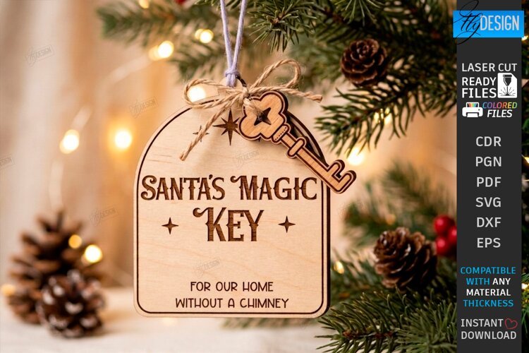 Santas Magic Key Laser Cut | 3D Layered Christmas Magic Key example image 1