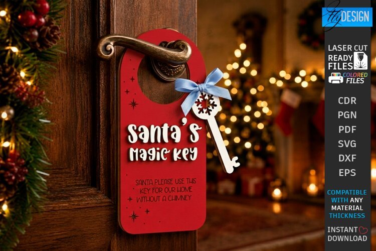 Santas Magic Key Laser Cut | 3D Layered Christmas Magic Key example image 1