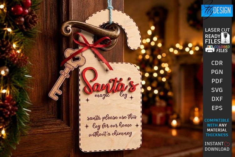 Santas Magic Key Laser Cut | 3D Layered Christmas Magic Key example image 1