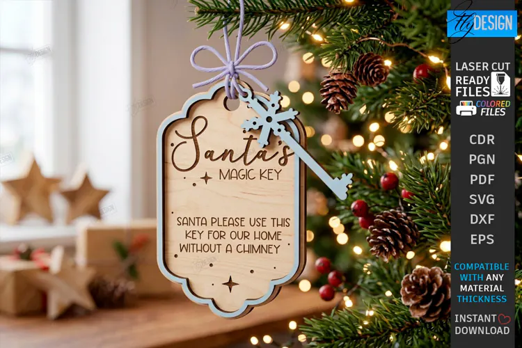 Santas Magic Key Laser Cut | 3D Layered Christmas Magic Key