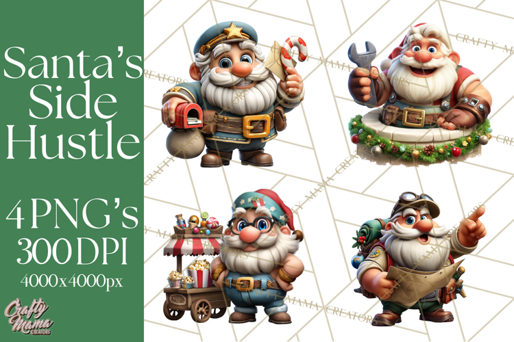 Funny Santa PNG, Santa Working Jobs Clip Art, Christmas Png