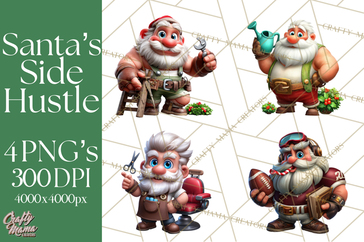 Funny Santa PNG, Santa Working Jobs Clip Art, Christmas Png