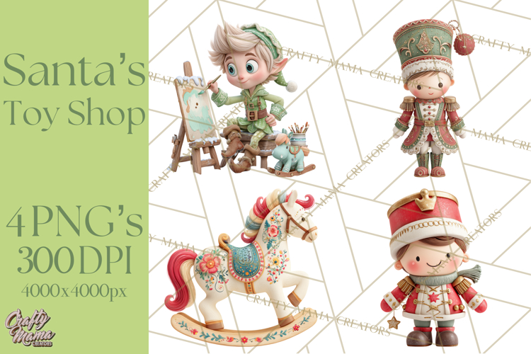 Santas Workshop Christmas Clipart PNG   Digital Clip Art