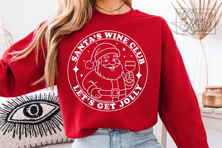 Santa Wine Club Christmas SVG PNG - Lets Get Jolly Drinking