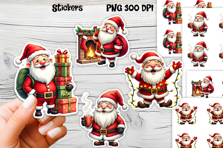 Christmas Santa Claus stickers | Printable Christmas sticker