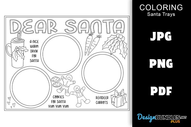 Santa Tray Coloring Page - Dear Santa example image 1