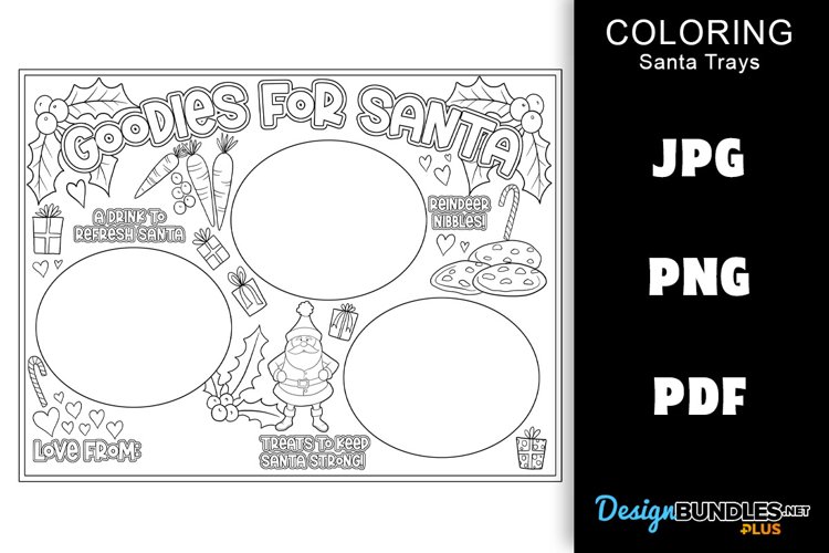 Santa Tray Coloring Page - Goodies for Santa