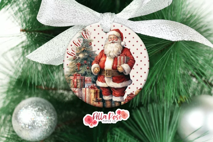 Santa| Ho Ho Ho | Round Christmas Ornament
