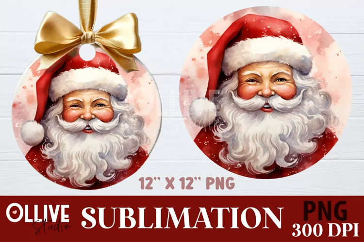 Christmas Santa Sublimation Rounds PNG