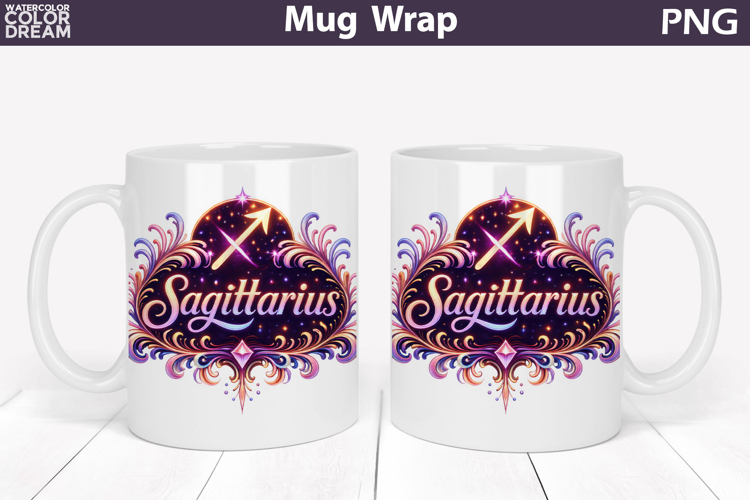 Sagittarius Mug Wrap | Zodiac Cup Sublimation
