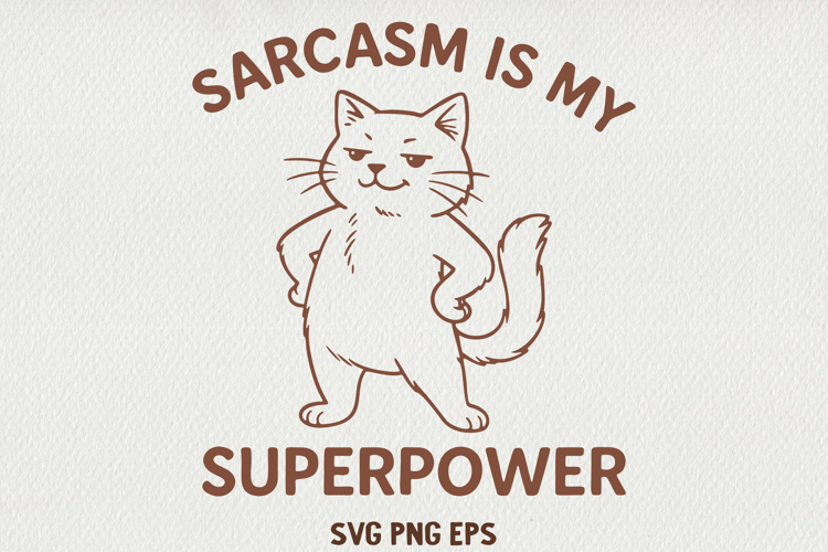 Sarcastic Cat Illustration Funny Lazy Line Art Kitty SVG PNG