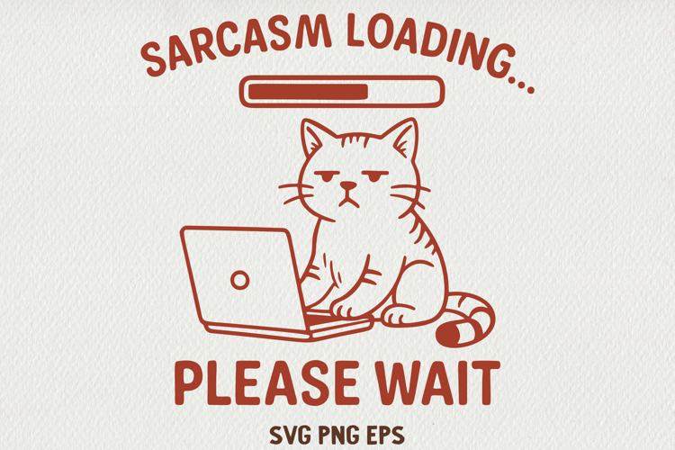 Sarcastic Cat Illustration Funny Lazy Line Art Kitty SVG PNG