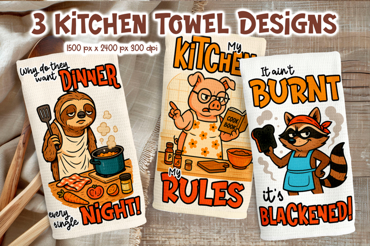 thumbnail image 2 of Funny Kitchen Towels, Sarcastic Quote Graphic By Designs By Ira · Creative Fabrica 2 of 11