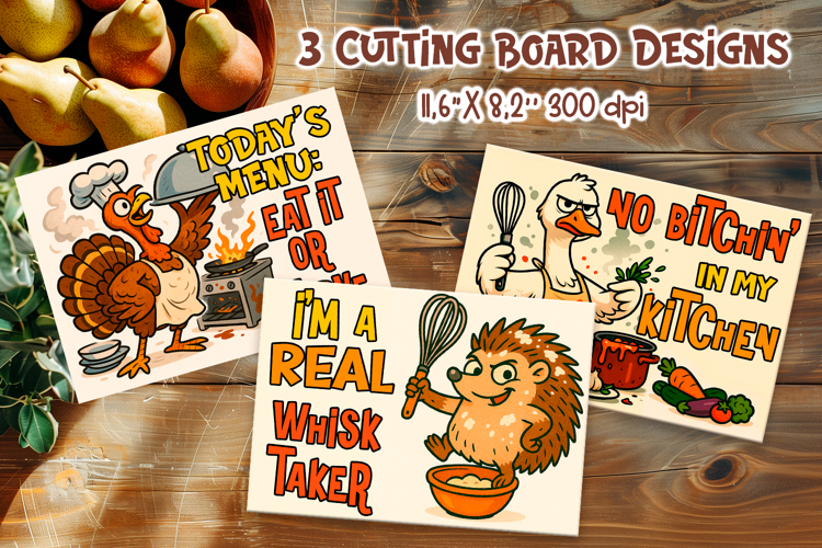 Sarcastic Kitchen Animals | Funny Cutting Board Sublimation